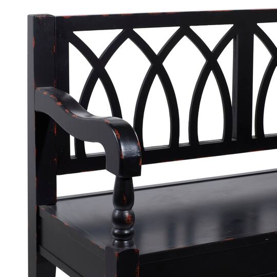 Dark Mahogany Wooden Farmhouse Indoor Bench